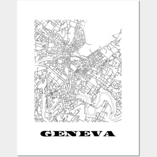 Map of Geneva Switzerland Minimalist Line Drawing Posters and Art